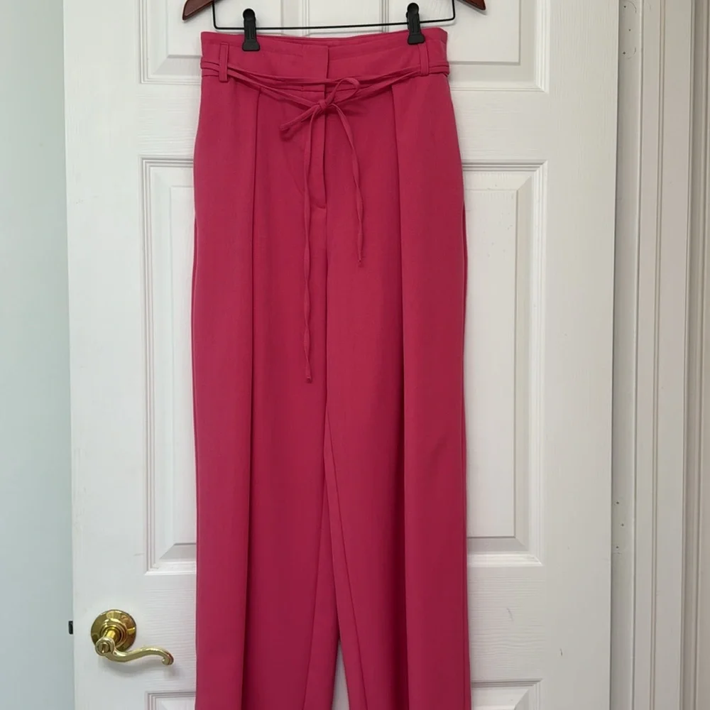 River Island Pink High Waist Wide Leg Pleated Pants - Picture 6 of 12
